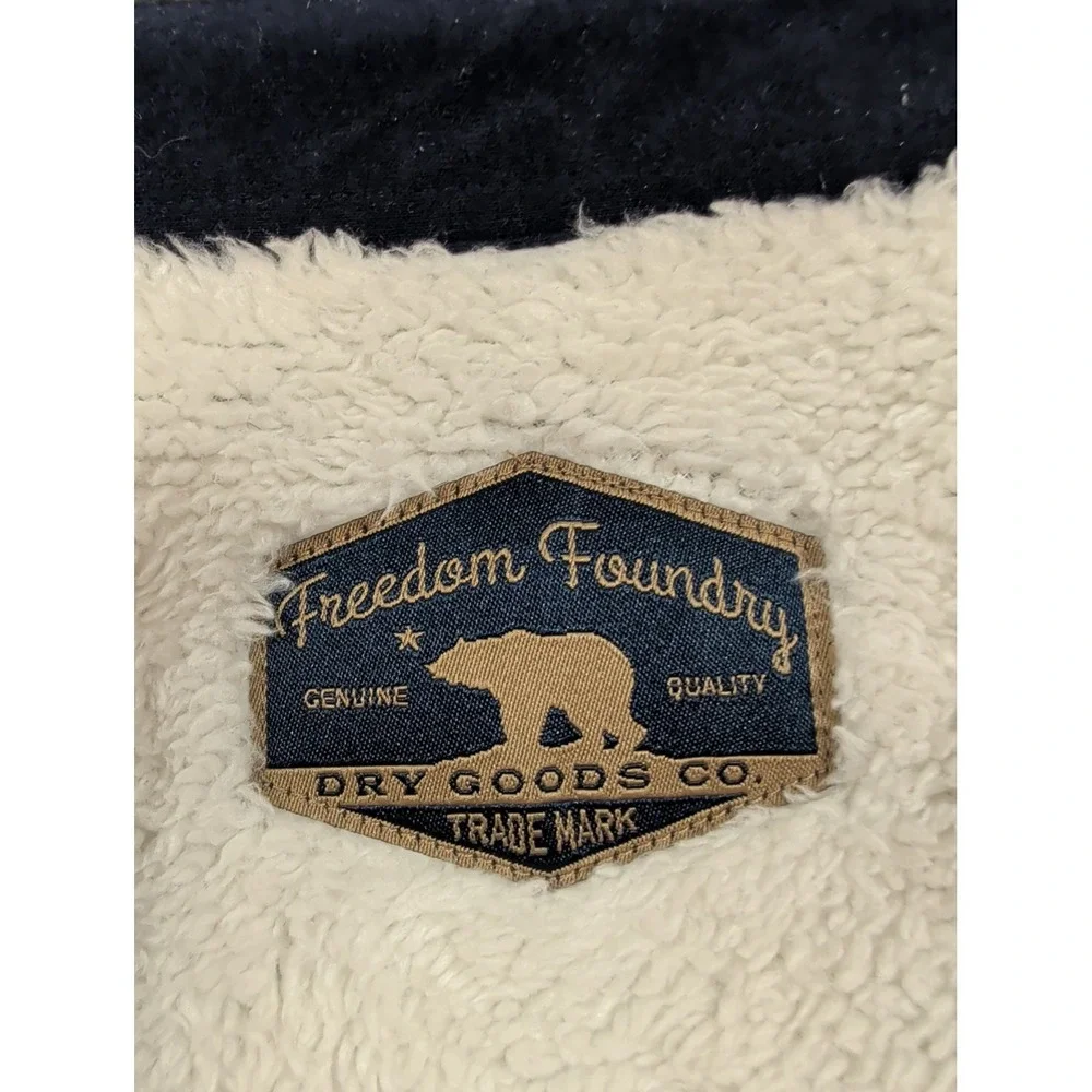 Freedom Foundry Mens Blue Plaid Sherpa Lined Fleece Shirt Jacket Large GPU 001